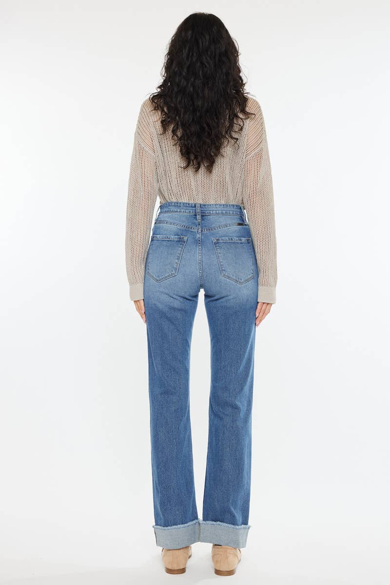 GEMIDDELDE OPEN PACK HIGH RISE STRAIGHT JEANS-KC20065M voor groothandel op Faire7