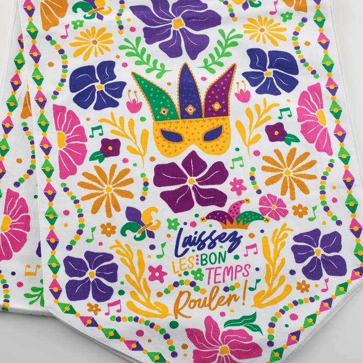 Table Runner - Mardi Gras Flowers for wholesale by THE PARISH LINE