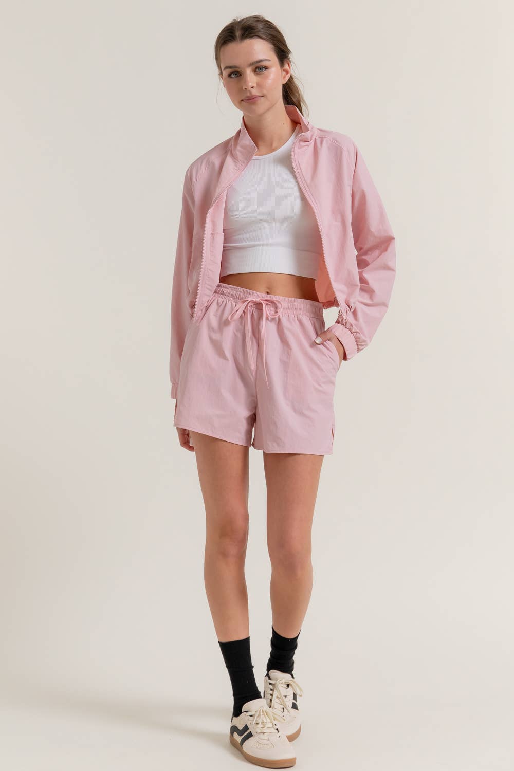 Active Basic | Active USA - Wholesale Athletic Shorts - Women's - Anorak Fabric Side Slit Workout Shorts17