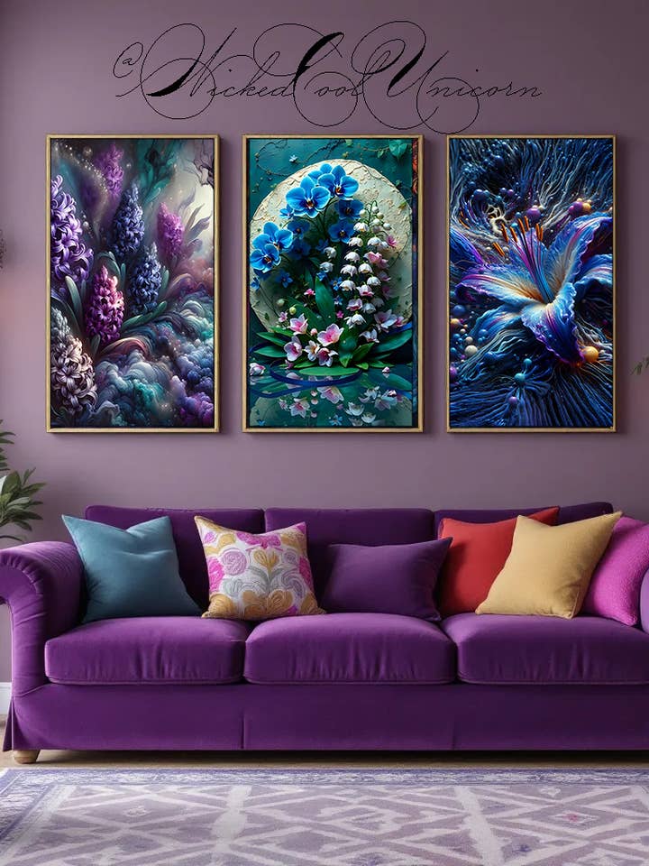 13x19 HD Luster Print Fantasy Floral Wall Decor for wholesale by Wicked Cool Unicorn