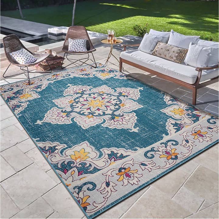 Anica Multicolored Eclectic Floral Indoor/ Outdoor Area Rug for wholesale by LR Home