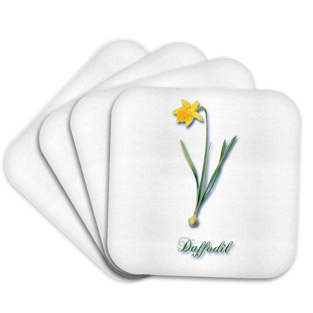 3dRose - Wholesale Coasters - 3dRose, Daffodil, Botanical Print Bright Yellow Daffodil Early Spring Flower, Coaster7