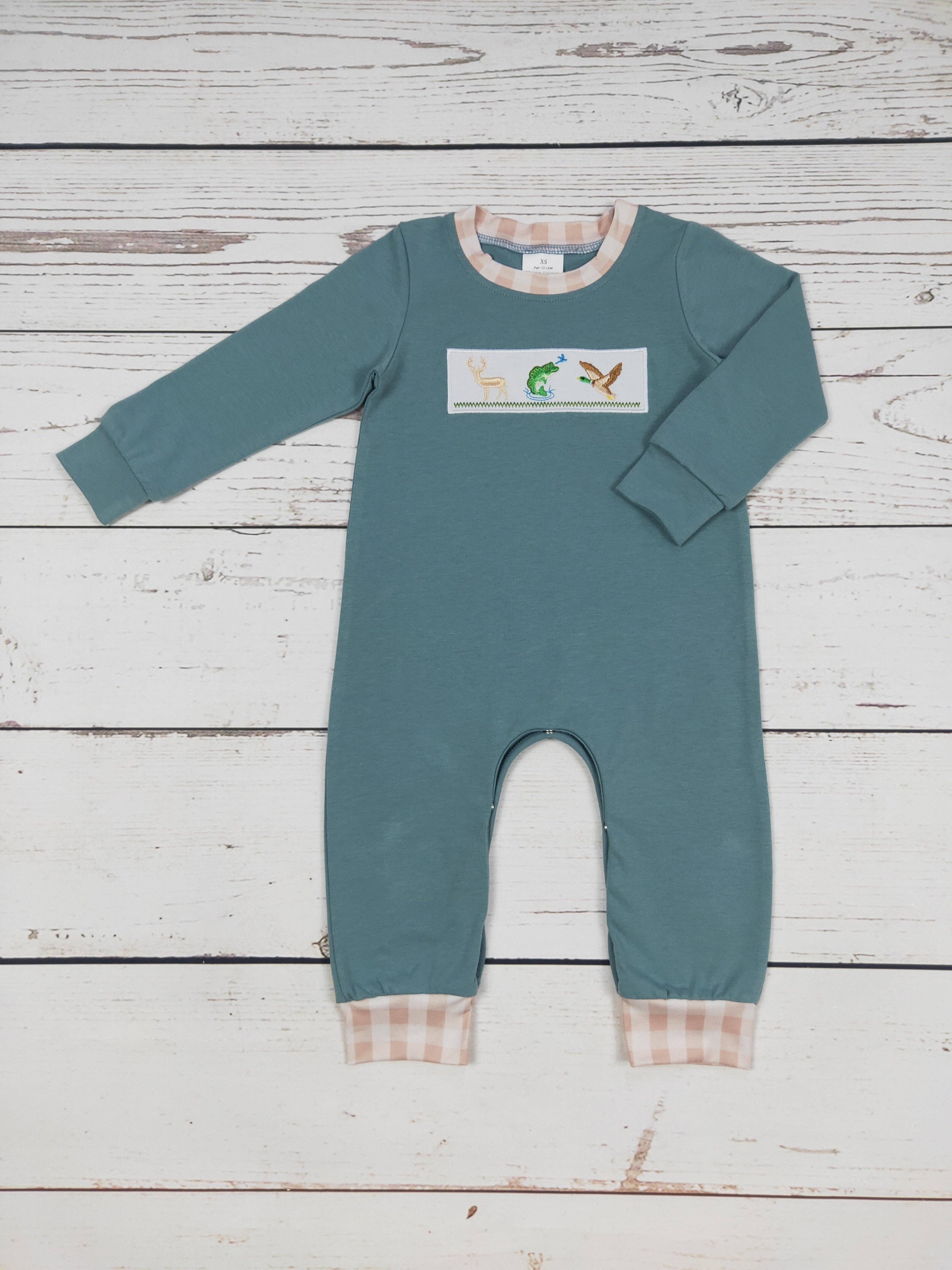 sassy kids palace – wholesale Jumpsuit – Baby – Hunting Appliqué Boy Romper