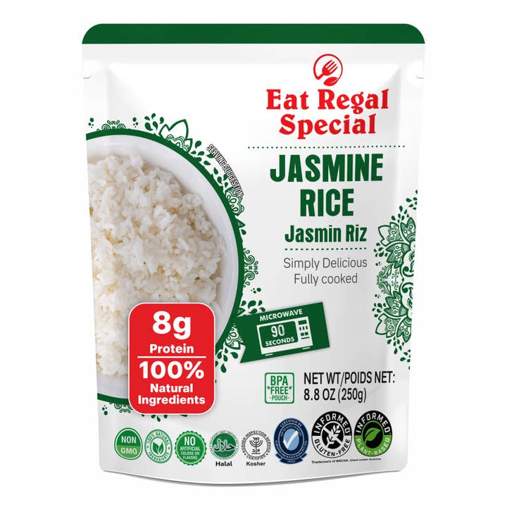 Eat Regal Jasmine Ready Rice Pouch, 8.8oz for wholesale by Regal Kitchen Foods