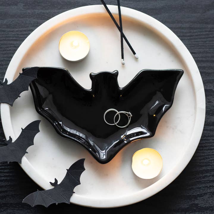 Something Different Wholesale – wholesale Jewellery dish – Gothic Halloween Black Bat Trinket Dish