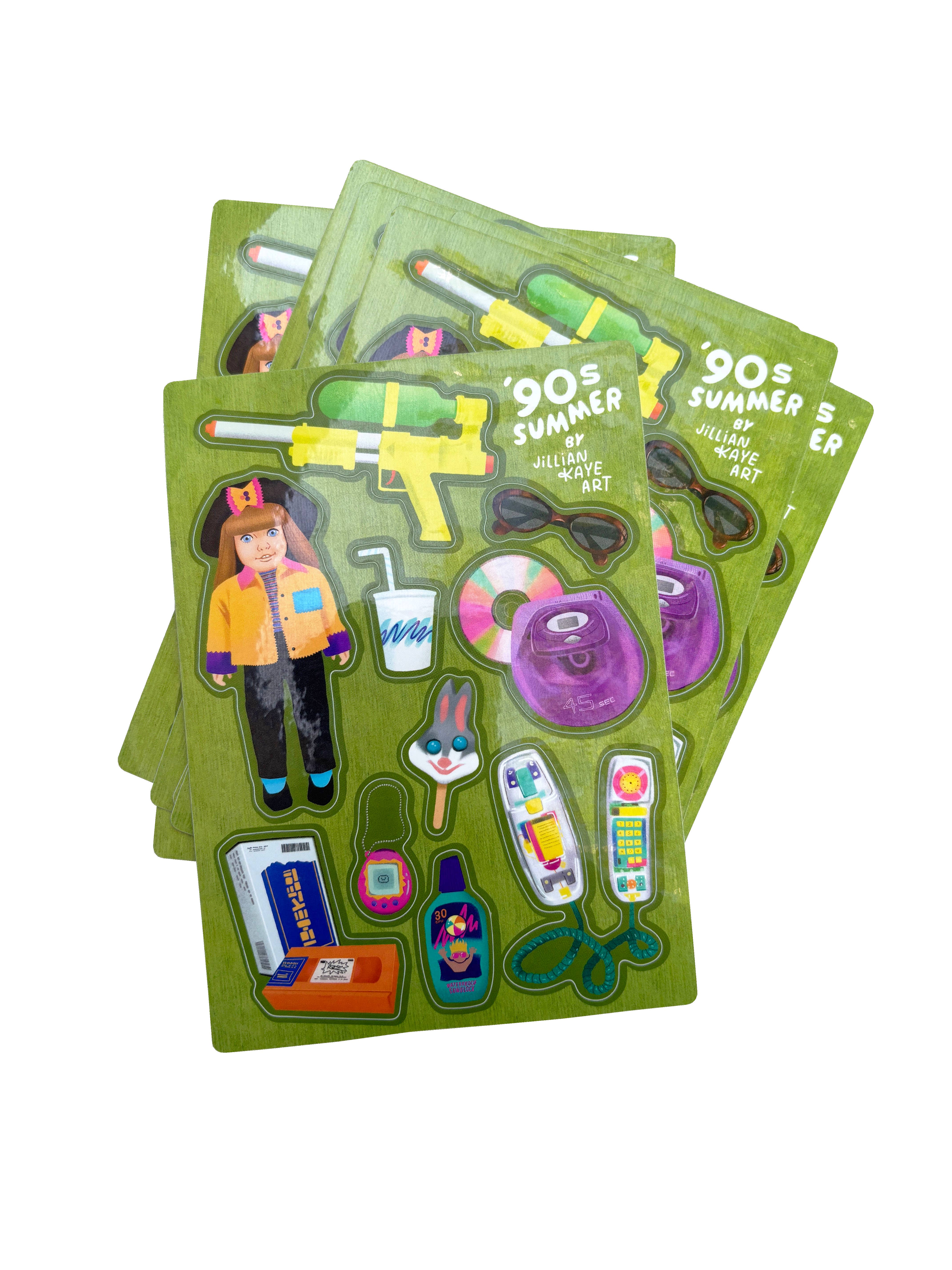 Jillian Kaye Art - Wholesale Sticker - '90s Summer | 5x7 Sticker Sheet1