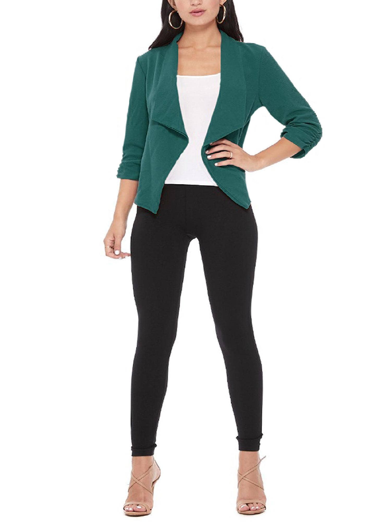 MOA COLLECTION - Wholesale Blazer - Women's - Casual Open Front Draped Solid Blazer Jacket19