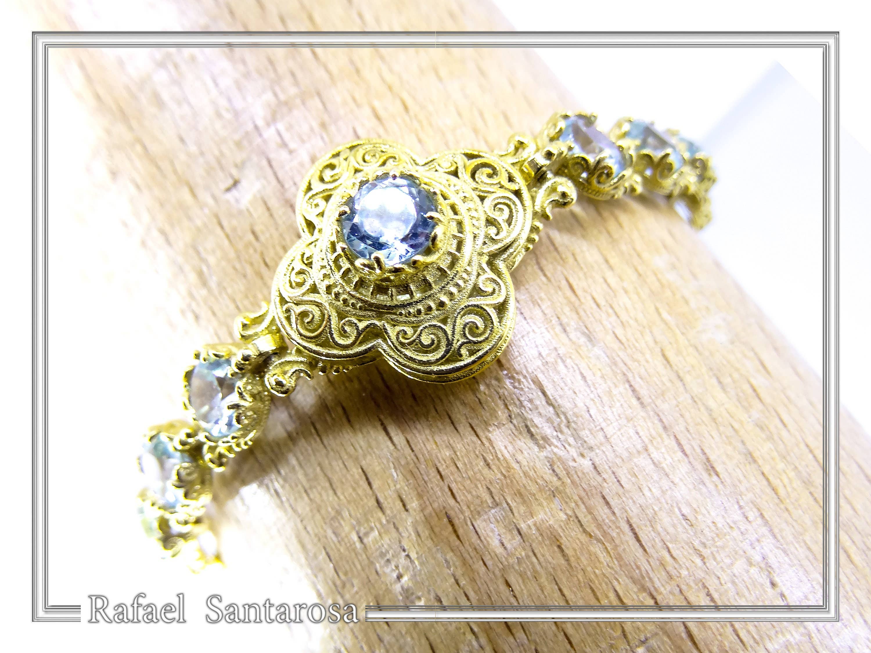 RAFAEL SANTAROSA - Vente Bracelet tennis - Bracelet en fines pierres multiples filigrane byzantin7