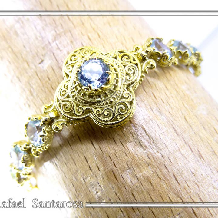 RAFAEL SANTAROSA - Vente Bracelet tennis - Bracelet en fines pierres multiples filigrane byzantin7