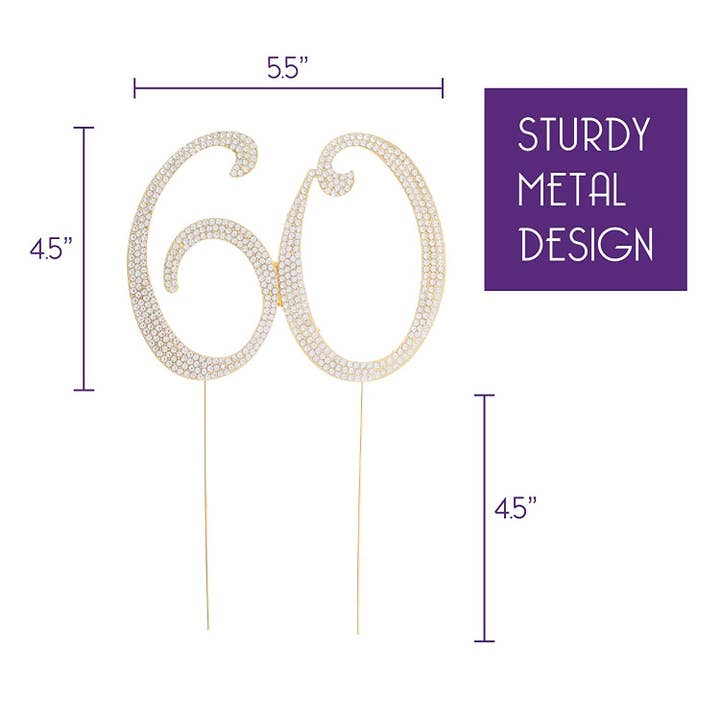 Ella Celebration – wholesale Cake/cupcake topper – 60 Cake Topper - Gold1