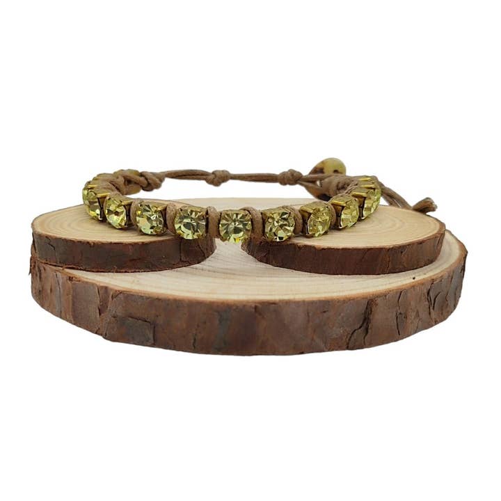 Grands bracelets à chaîne en cristal - Jonquil pour la vente par QUÉ MÁS JEWELS