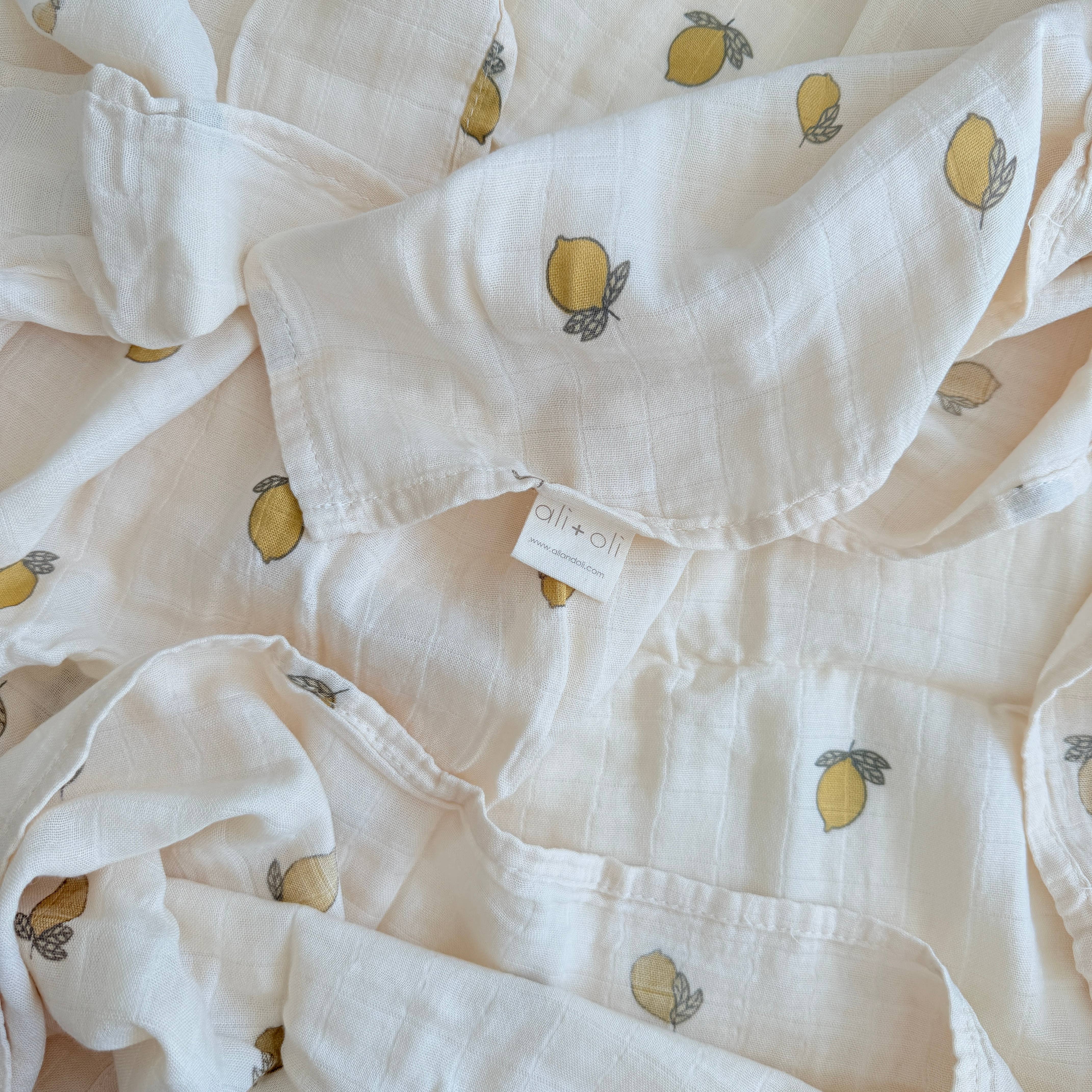 Ali+Oli - Wholesale Swaddle - Baby - Bamboo Muslin Swaddle Baby Blanket (Lemons)8