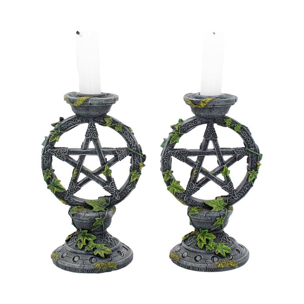 WONDER IMPORTS AUSTRALIA - Wholesale Candle Holder - Wiccan Pentagram Candlesticks 15cm (Set of 2)3