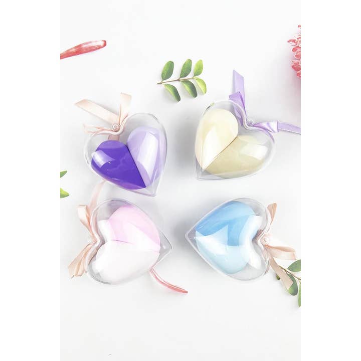2PCS TEARDROP SPONGE BLENDER WITH HEART CONTAINER for wholesale by JHP Collection
