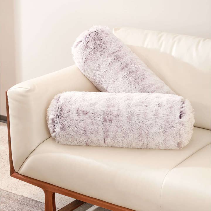 2-Pack Shaggy Long Hair Bolster Decorative Roll Pillows for wholesale by Cheer Collection