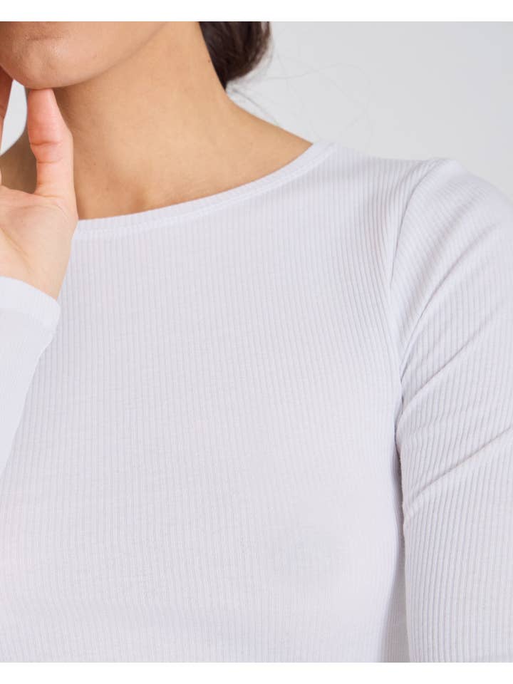 gai-lisva - Wholesale T-Shirt - Women's - Lise L/S Cotton Top 3x2x Rib GOTS 243975 - White3