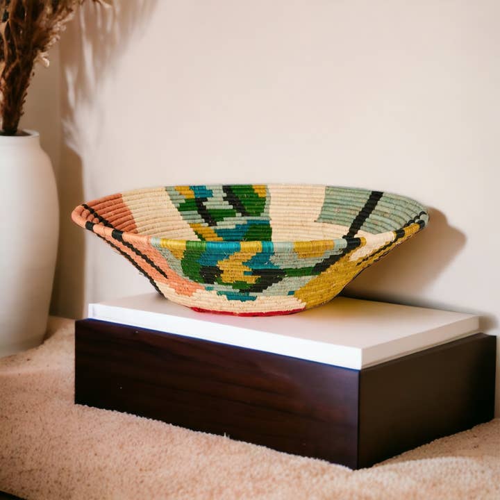 The African Home Goods - Wholesale Decorative Plate/Dish/Bowl - African Uganda Woven Bowl - Blissfull Brights Woven Bowl 165