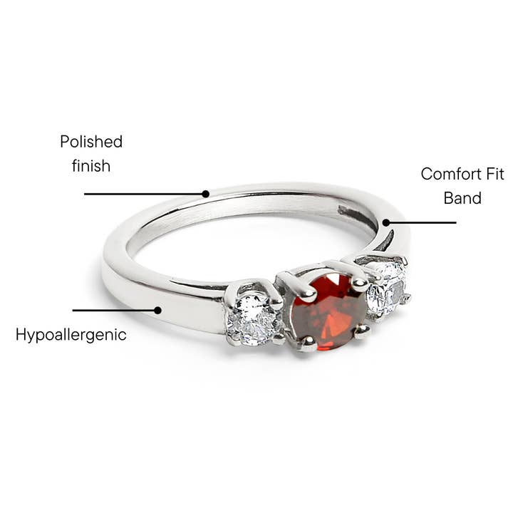WJW - Wholesale Multi-Stone Ring - Stainless Steel CZ Accent Stones Polished Birthstone Ring27