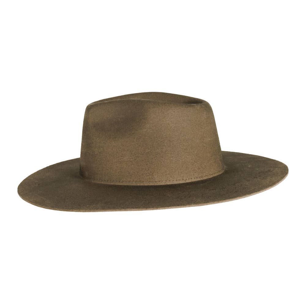 American Hat Makers - Wholesale Fedora - Unisex - 100% Wool Felt Flat Brim Fedora Hat - Style Rancher21