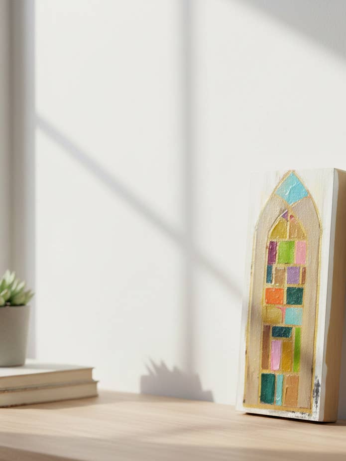 Église Fenêtre en Mosaïque Bloc de Bois pour la vente par Loftin Design Co