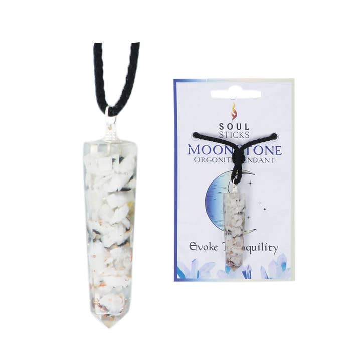 Collar de cristal orgonita puntiagudo (4,5 cm.) - Piedra lunar para venta al por mayor de Designs by Deekay Inc.