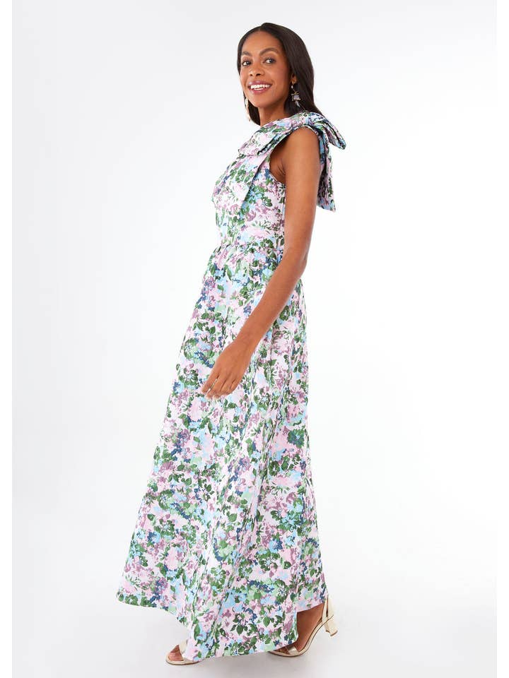 Abbey Glass - Wholesale Gown - Women's - Caroline Gown Pink Abstract Floral Jacquard