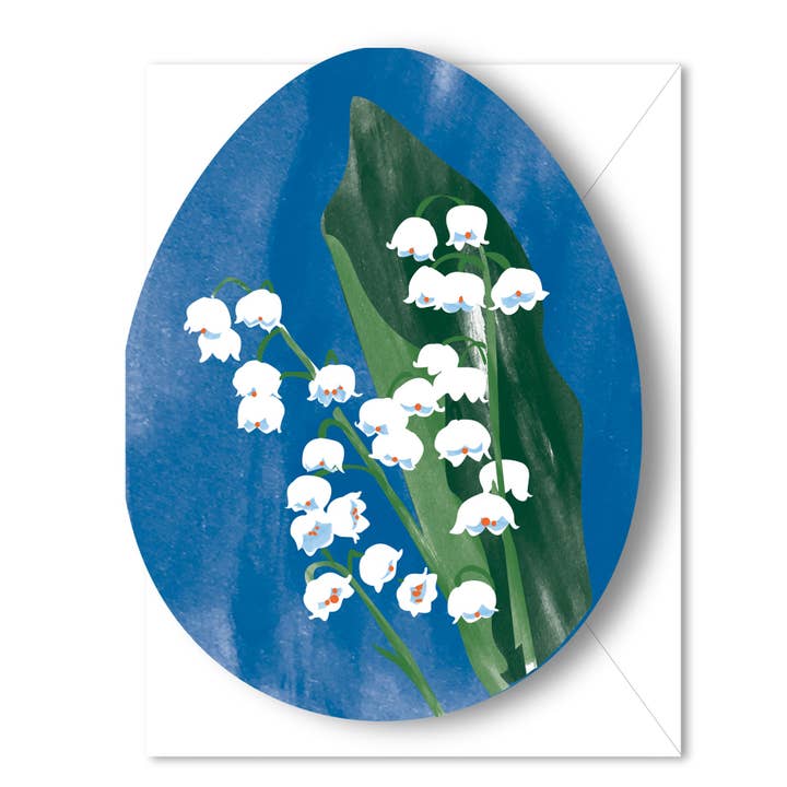 Lily of the Valley Easter Egg - Die Cut Card for wholesale by Driscoll Design