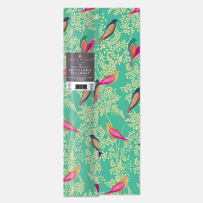 Green Birds Roll Wrap - Case of 10 for wholesale by Sara Miller London