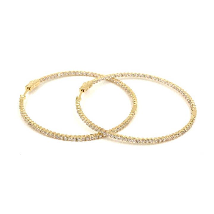 Ashley Gold - Wholesale Hoop Earrings - Stainless Silver Gold Plated Hoop Earrings With CZ's0