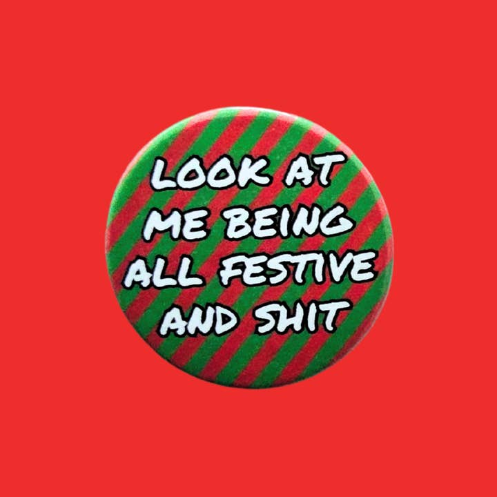 Festive santa badges 38mm x 38mm handmade pin badge for wholesale by sent with Pride