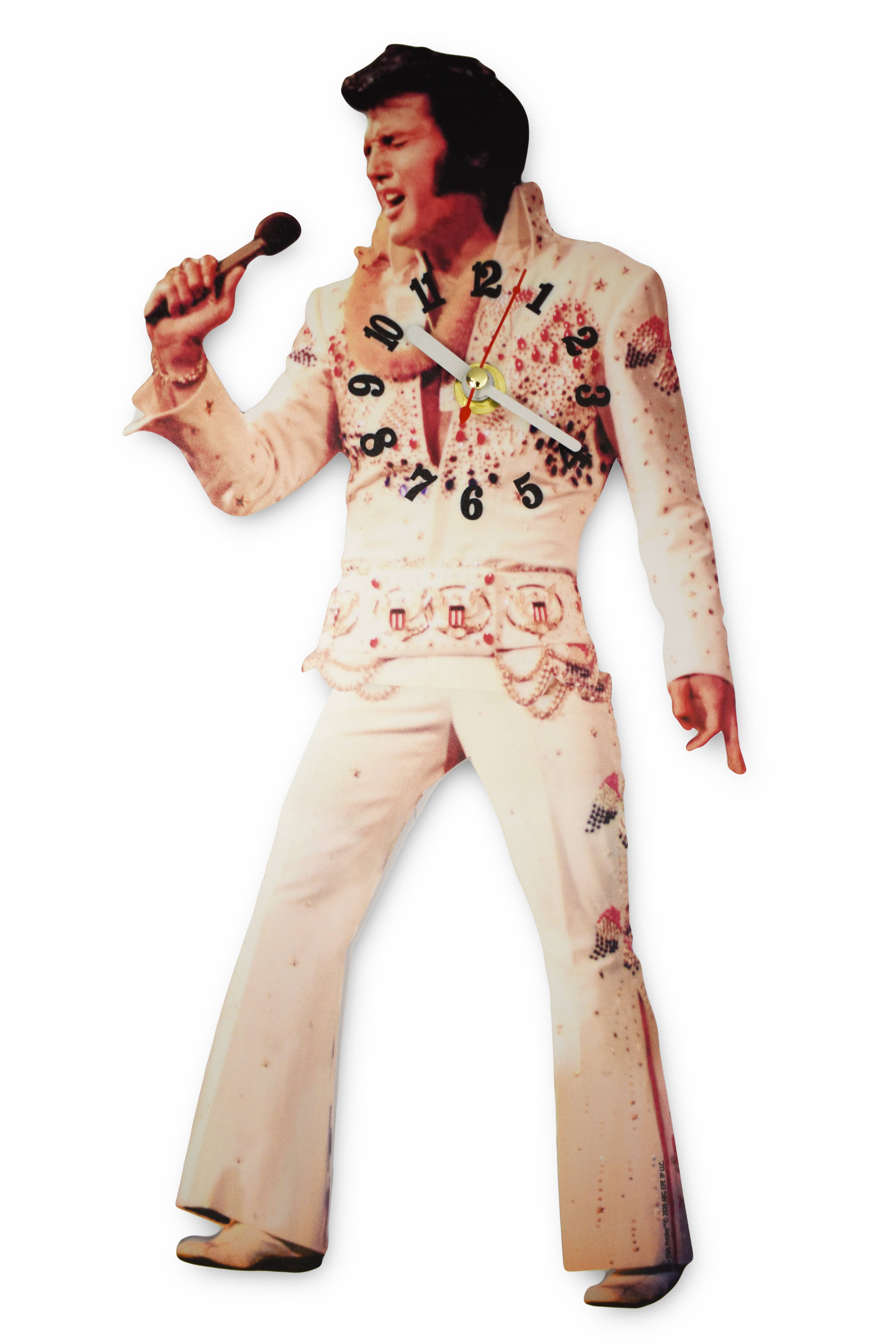 MID-SOUTH PRODUCTS - Wholesale Wall Clock - Elvis Wall Clock - White Jumpsuit Swinging Legs