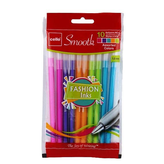GreatBuy.com - Wholesale Pen - Cello Smooth 10pk Ball Point Pens, Assorted Fashion Ink C...0