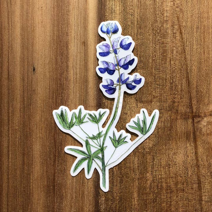 Sky Lupine sticker for wholesale by YubaCat Designs