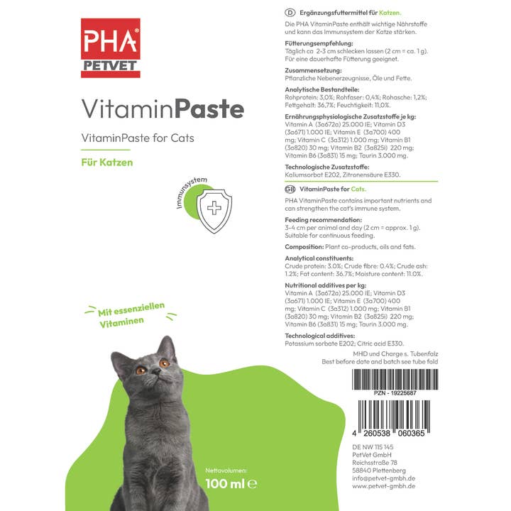Kauartikel.com GmbH - Wholesale Pet Supplement - Cat/Dog - PHA vitamin paste for cats 100ml (5 pieces)