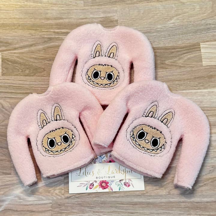 Fluffy Monster Elf Sweater - Light Pink for wholesale by Lilies & Lark Boutique