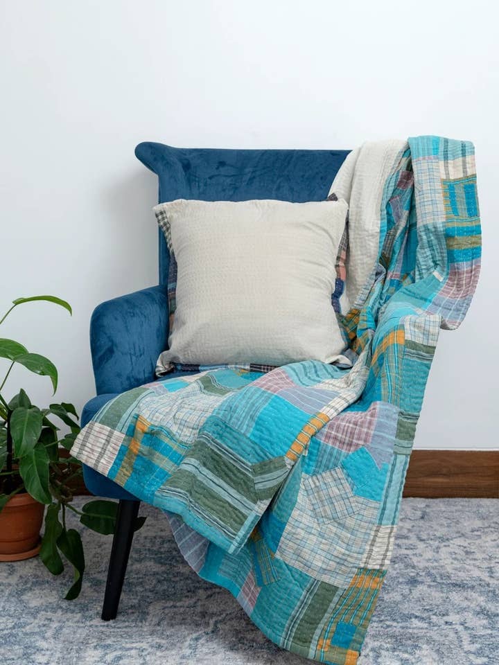 Rose Blossom Quilted Sari Fabric Baby Blanket for wholesale by Blooming Grace Boutiques