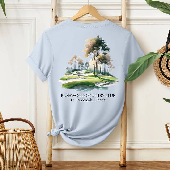 T-shirt personalizzata Watercolor Golf Course per la vendita all'ingrosso da parte di Southern Girl Supply Co