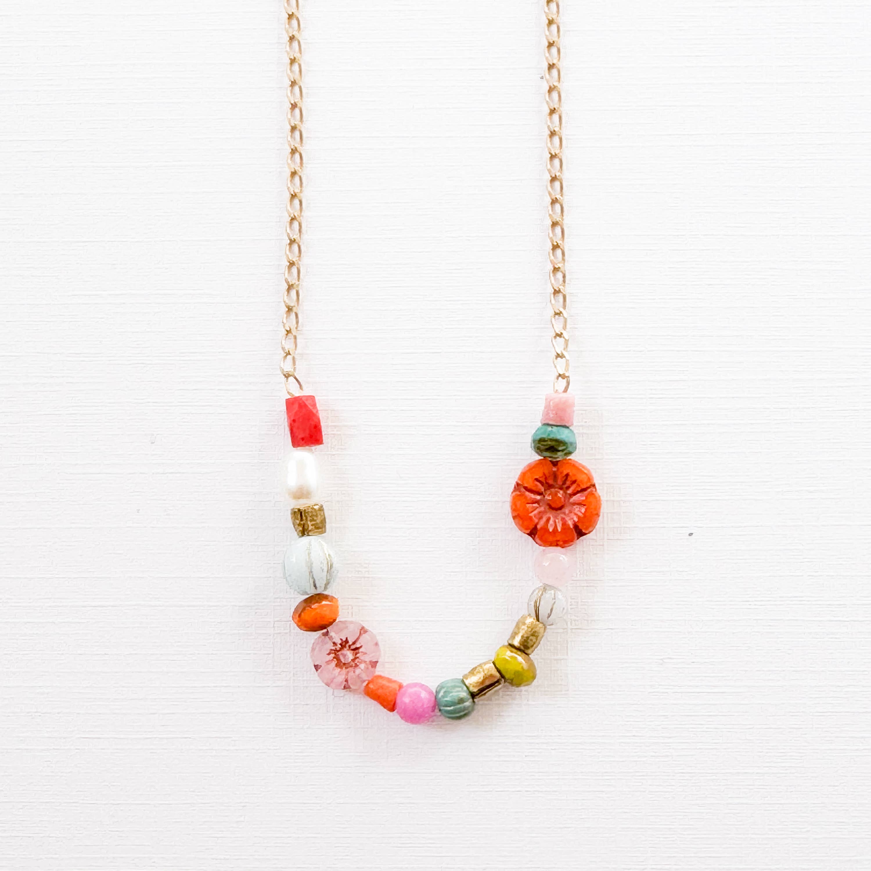 Nest Pretty Things - Wholesale Beaded/Pearl Necklace - Dainty Pearl Flower and Recycled Bead Necklace 5