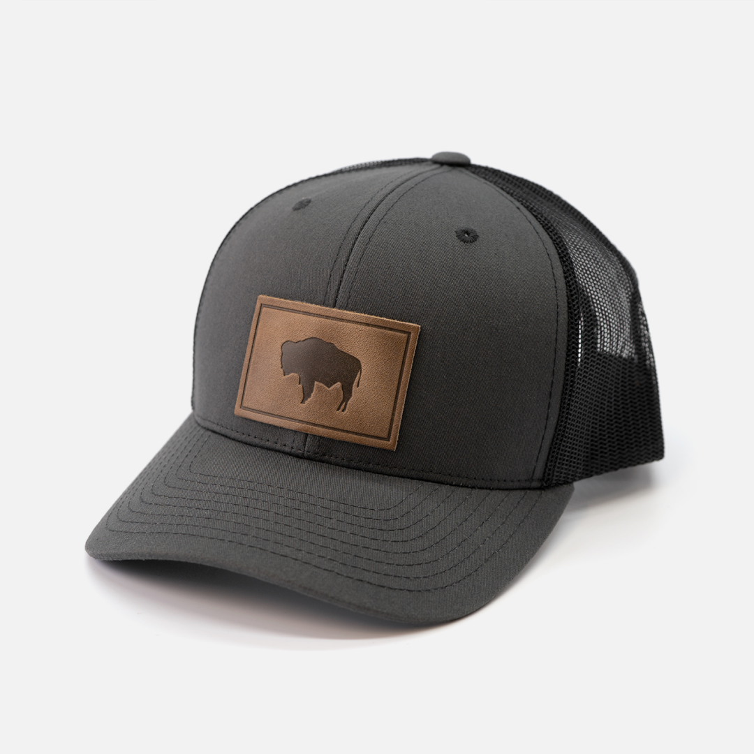 Range Leather Co. - Vente Casquette de camionneur – unisexe - Chapeau de buffle - Casquette de camionneur avec patch en cuir11