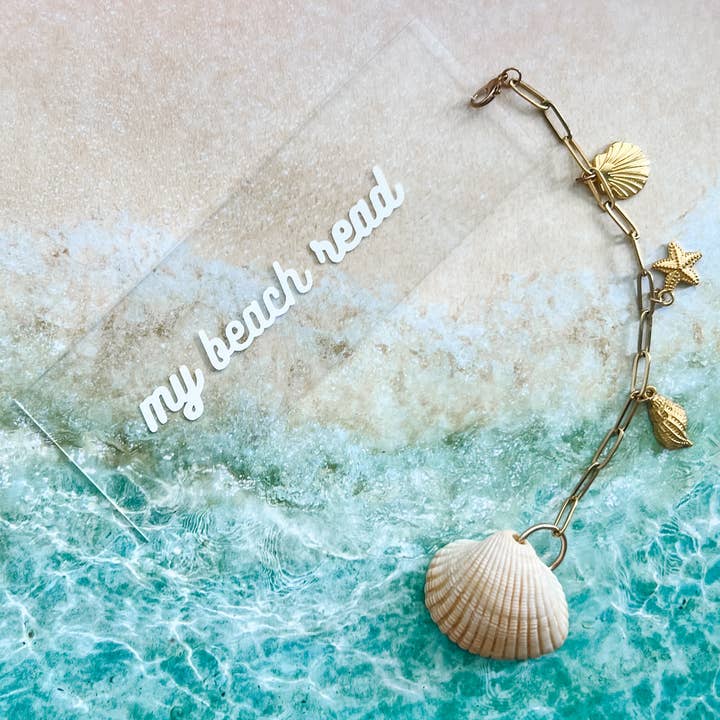 Mi marcapáginas acrílico de lectura playera con cadena y concha para venta al por mayor de Love Her Work