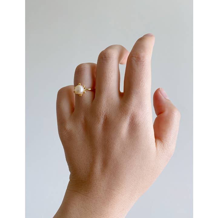 iBijoux – Anel de pedra única/solitário por atacado – Anel de Declaração com Pérola Dourada (1R08c)9
