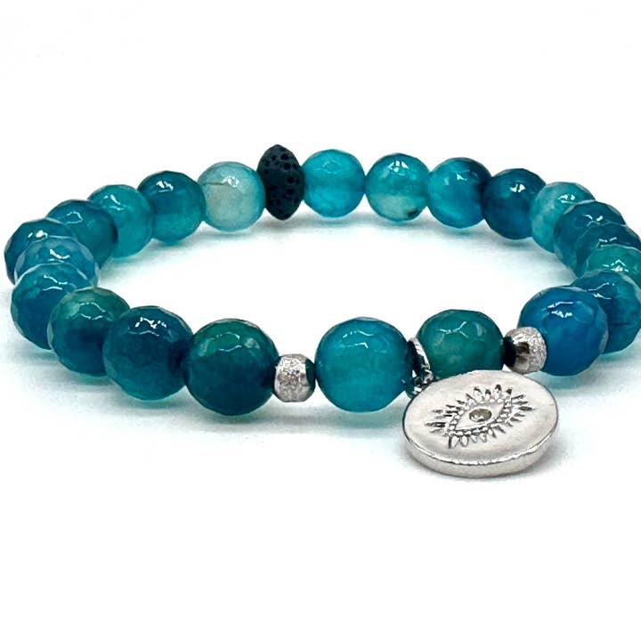 Evil Eye Teal Agate Bracelet for wholesale by STOSA