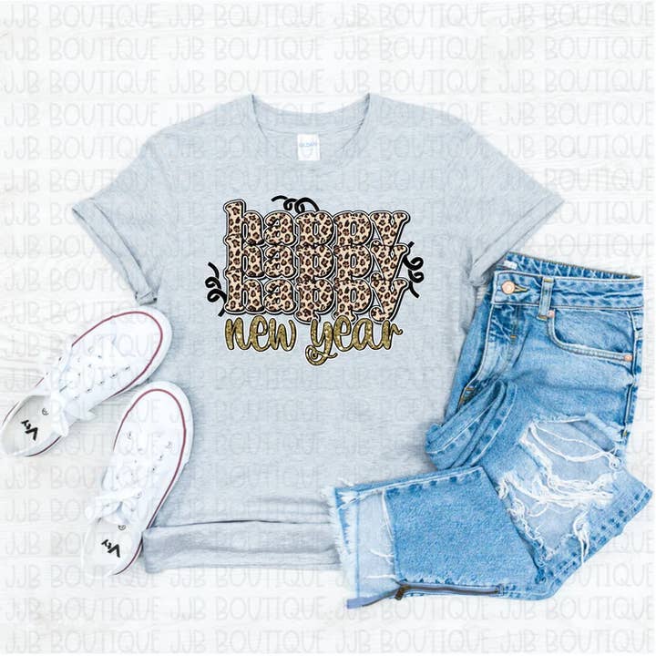 Happy Happy Happy New Year Tee for wholesale by Rockin’ 5A Apparel
