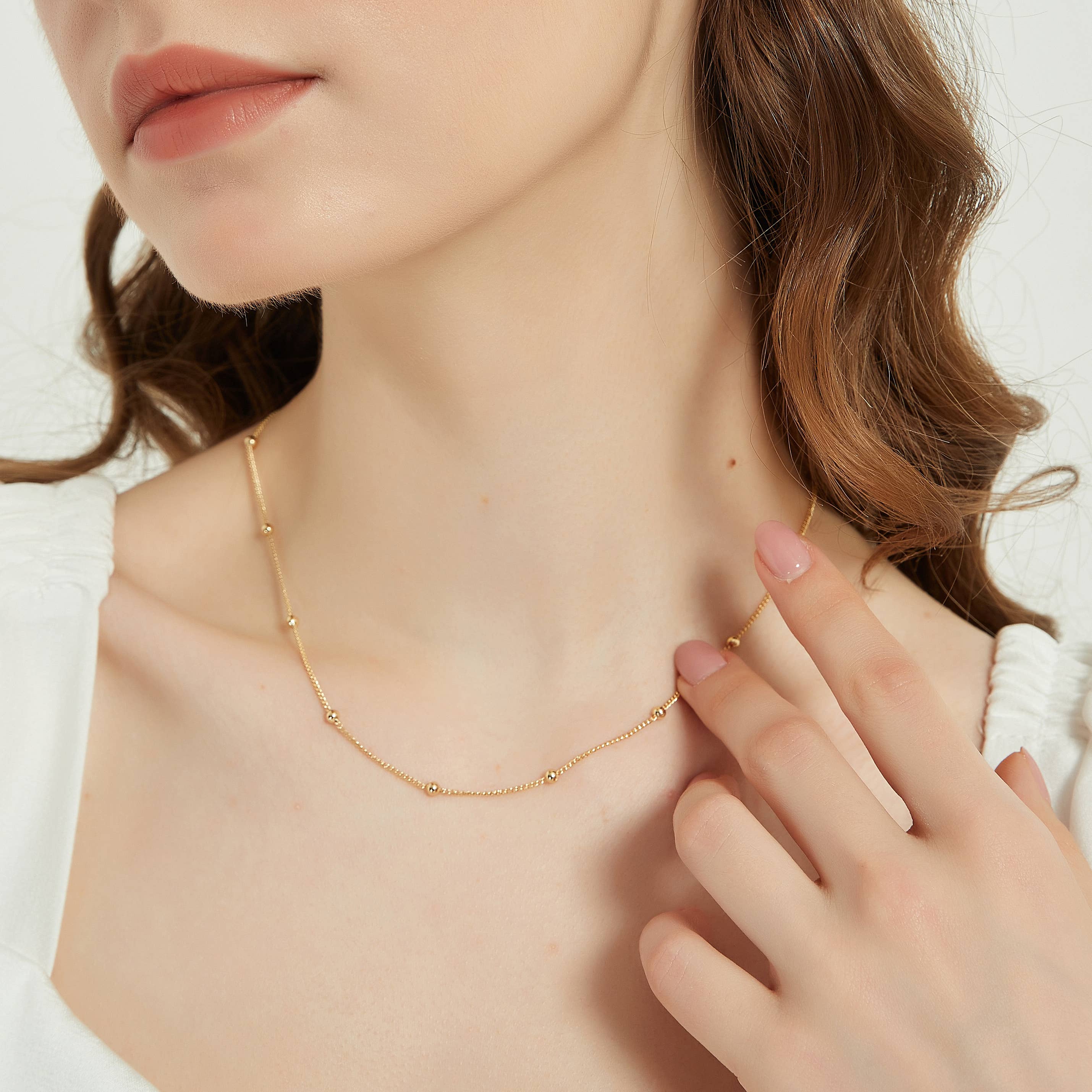 Melange Blanc - Wholesale Link & Chain Necklace - Elise satellite chain Necklace, ball chain necklace, chain4