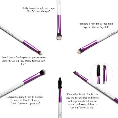 Vera Mona - Wholesale Makeup Brush Set - INSTRUCTIONAL 5-Unit EYE BRUSH SET