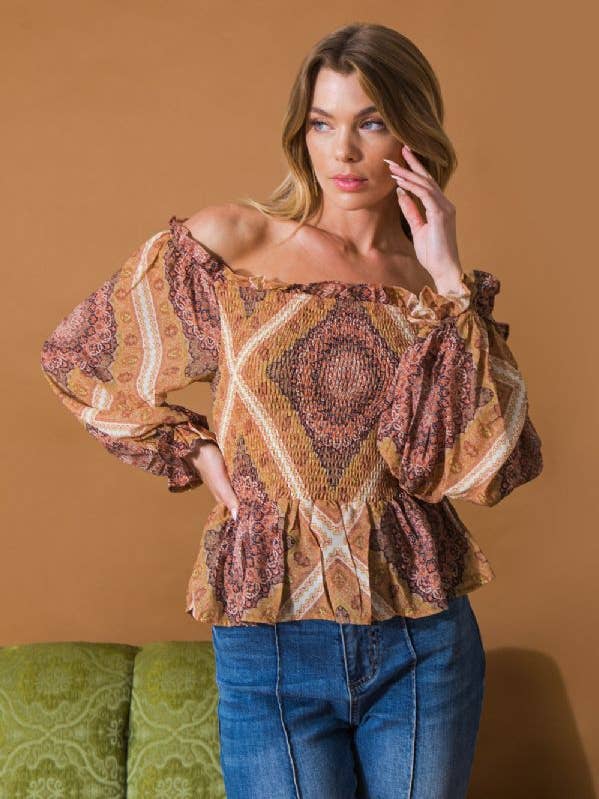 Top tissé imprimé - IT11438 pour la vente par FLYING TOMATO