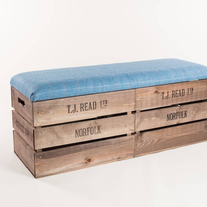 Jay tweed storage bench for wholesale by Tiffany Jayne