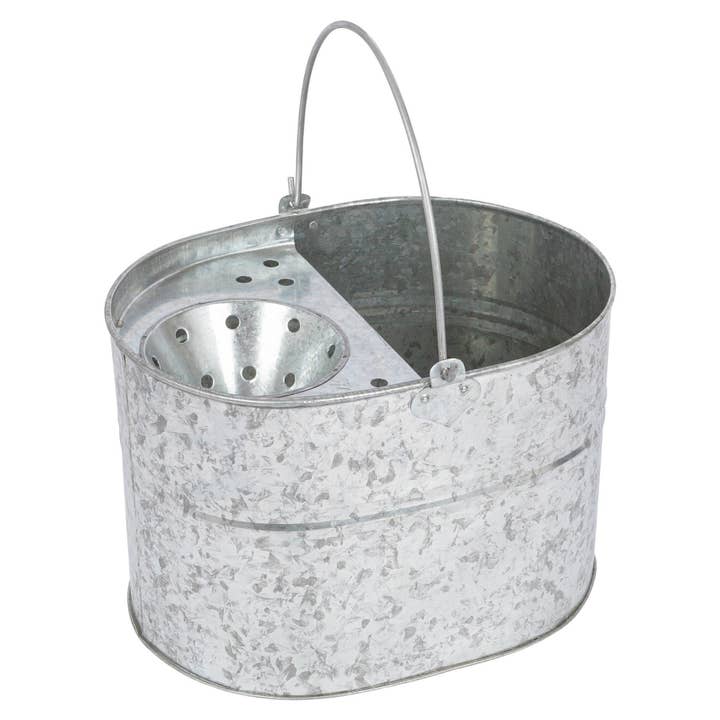 Galvanised Steel Mop Bucket & Wringer - By Ashley for wholesale by Rinkit Pty Ltd
