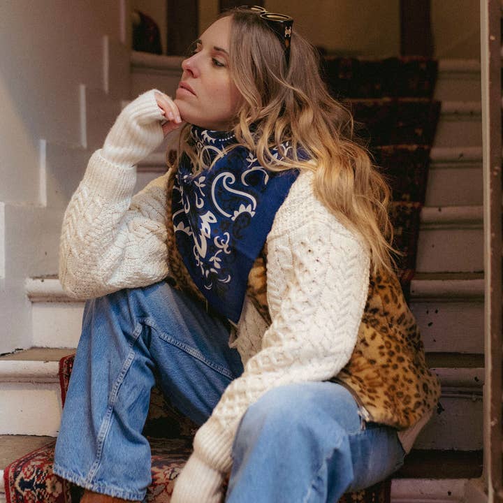 Maison Lecomte Flament - Venta al por mayor Bufanda - Mujer - Bandana LS azul marino