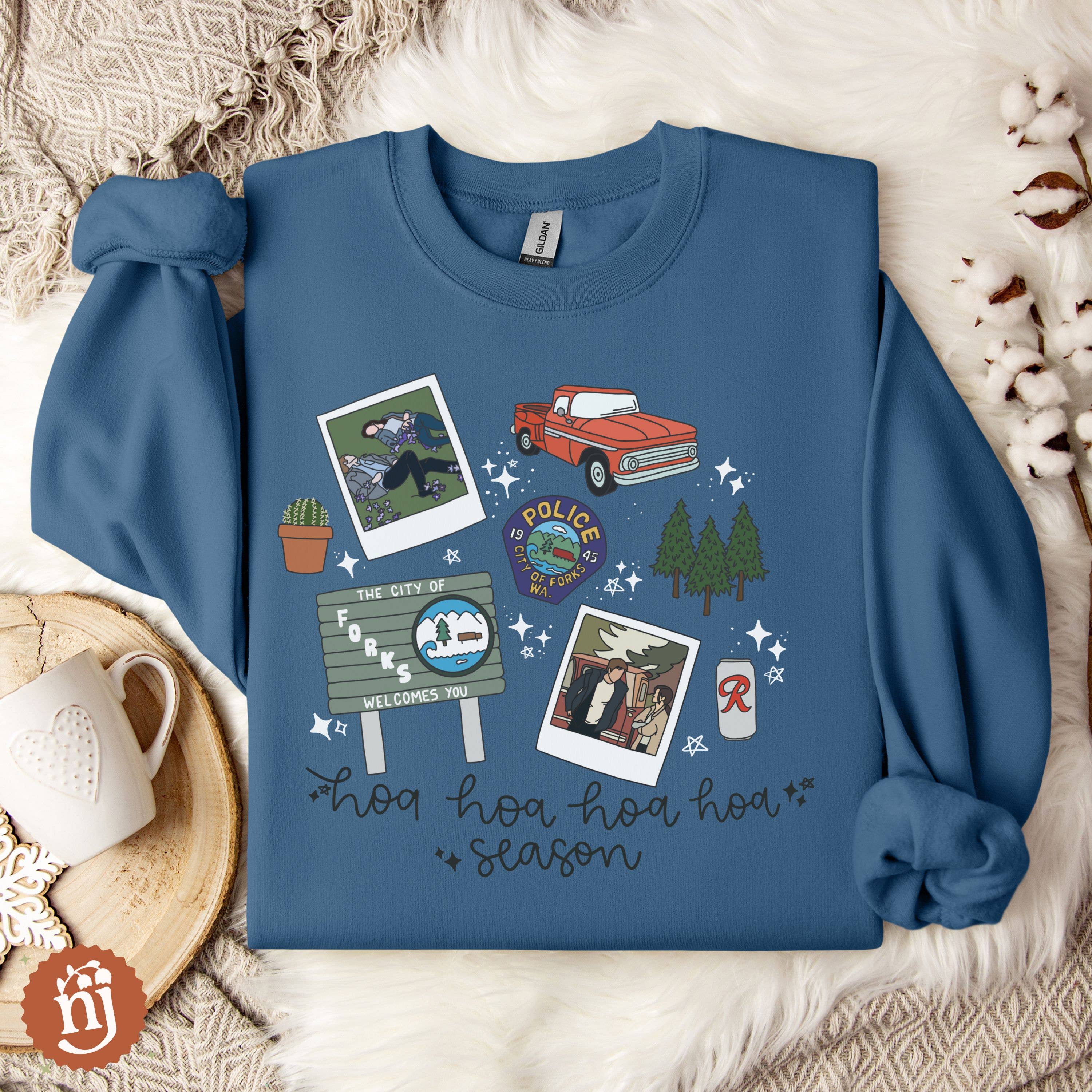 Nearly June Design Co – Sweatshirt - Unissexo por atacado – Camisola de Outono Hoa Hoa Hoa Crepúsculo6